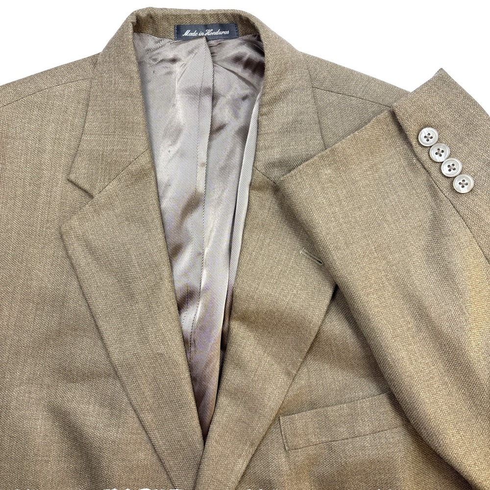 Oscar de la Renta Men 43R Silk Wool Blazer Brown Brown Sport Coat Jacket